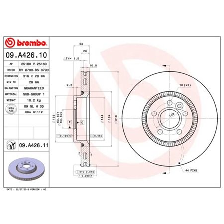 09.A426.11 Тормозной диск BREMBO     