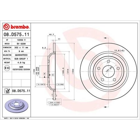 08.D575.11 Brake Disc BREMBO