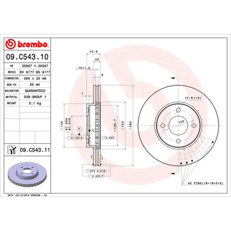 09.C543.11 Brake Disc BREMBO