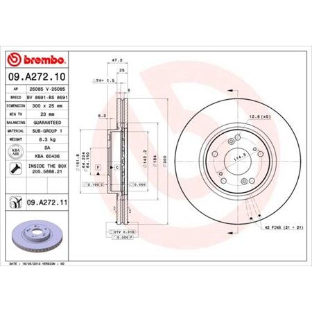 09.A272.11 Тормозной диск BREMBO
