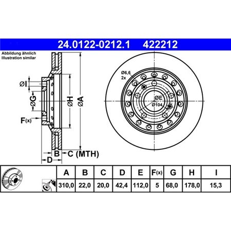 24.0122-0212.1 Brake Disc ATE