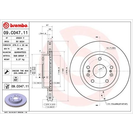 09.C047.11 Bromsskiva BREMBO