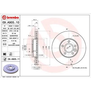 09.A905.11 Тормозной диск BREMBO     