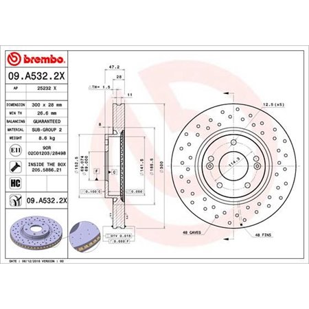 09.A532.2X Brake Disc BREMBO