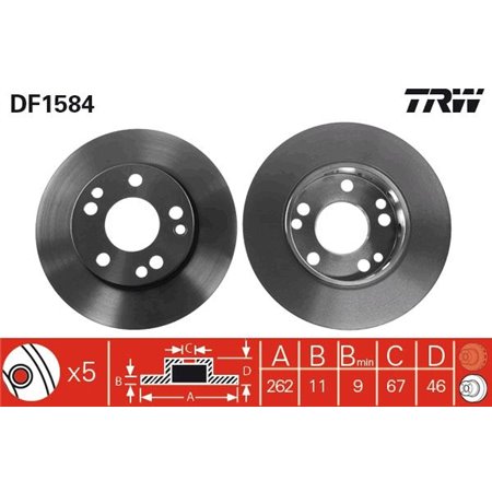 DF1584 Brake Disc TRW