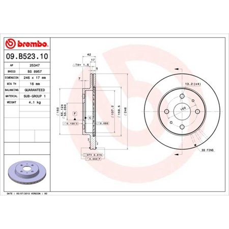 09.B523.10 Jarrulevy BREMBO