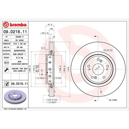 09.D218.11 Brake Disc BREMBO