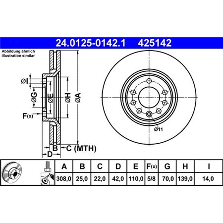 24.0125-0142.1 Bromsskiva ATE