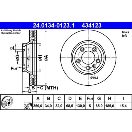 24.0134-0123.1 Тормозной диск ATE