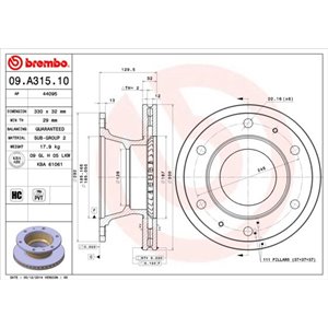 09.A315.10 Тормозной диск BREMBO     