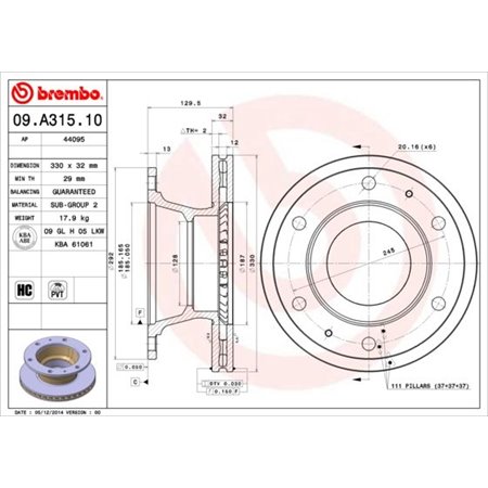 09.A315.10 Jarrulevy BREMBO