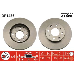 DF1436 Brake Disc TRW - Top1autovaruosad