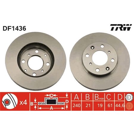 DF1436 Brake Disc TRW