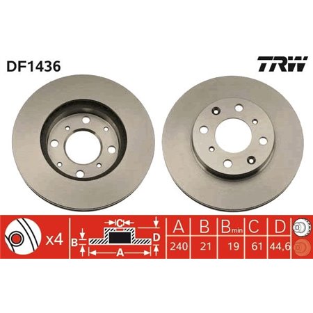 DF1436 Тормозной диск TRW