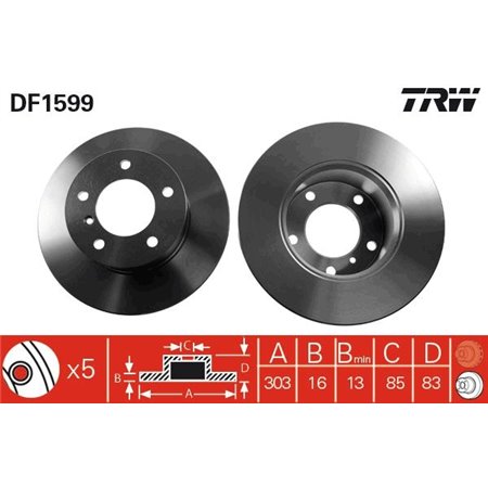 DF1599 Brake Disc TRW