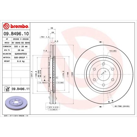 09.B496.11 Brake Disc BREMBO