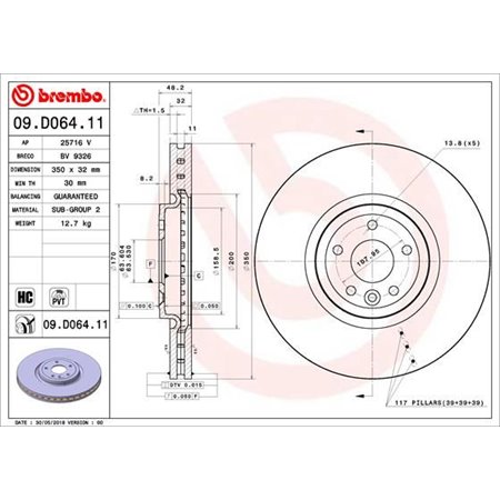 09.D064.11 Brake Disc BREMBO