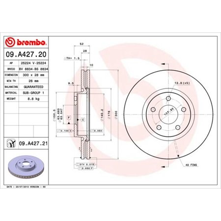 09.A427.21 Brake Disc BREMBO