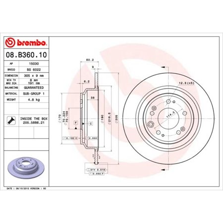 08.B360.10 Brake Disc BREMBO