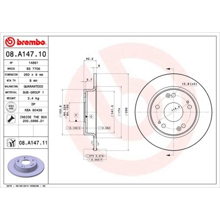 08.A147.11 Brake Disc BREMBO