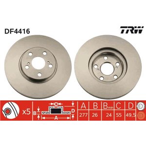 DF4416  Brake disc TRW 