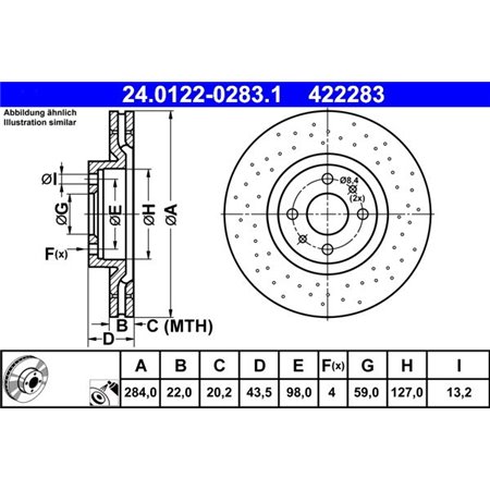 24.0122-0283.1 Brake Disc ATE