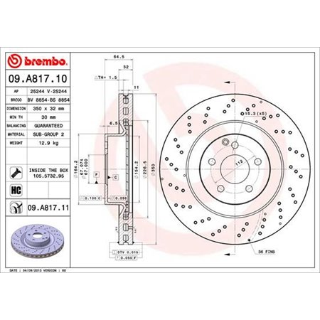 09.A817.11 Тормозной диск BREMBO