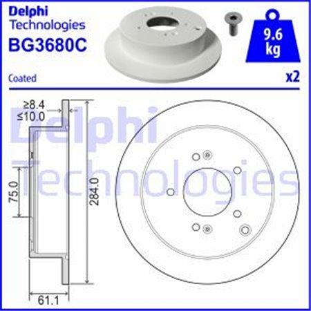 BG3680C Тормозной диск DELPHI