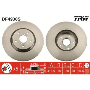 DF4930S Brake Disc TRW - Top1autovaruosad