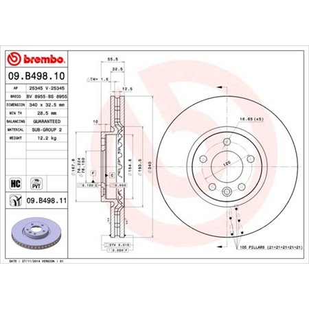 09.B498.11 Brake Disc BREMBO