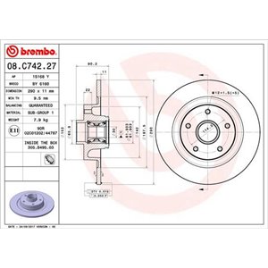 08.C742.27  Brake disc with bearing BREMBO 