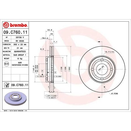 09.C760.11 Jarrulevy BREMBO