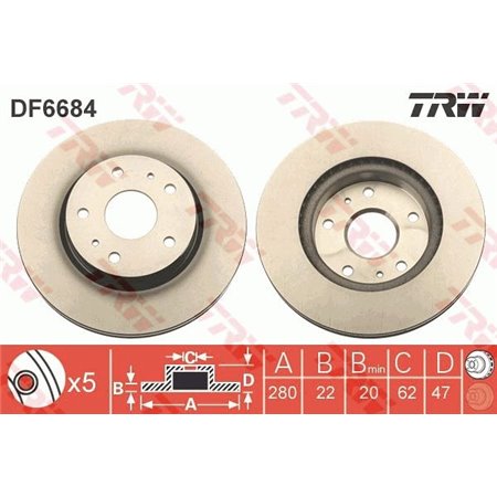 DF6684  Brake disc TRW 