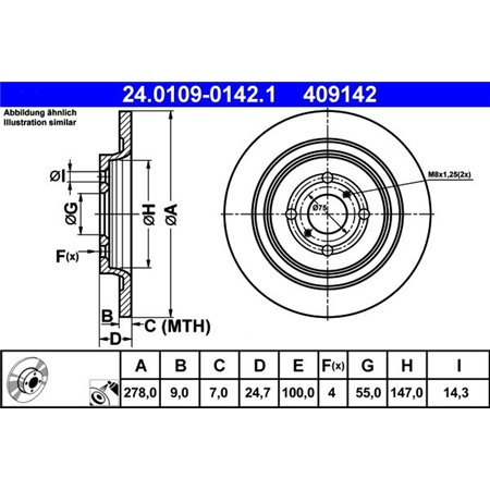 24.0109-0142.1 Bromsskiva ATE