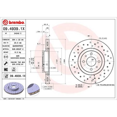 09.4939.1X Bromsskiva BREMBO