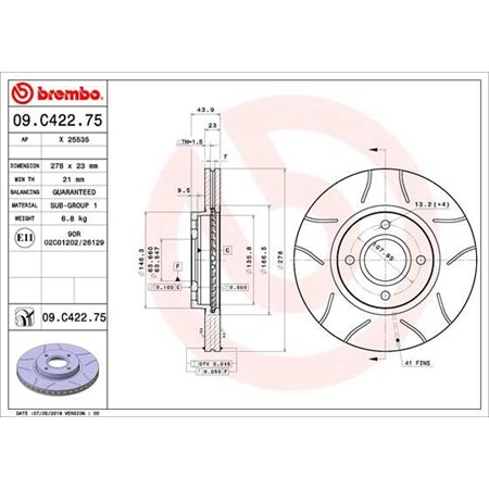 09.C422.75 Brake Disc BREMBO