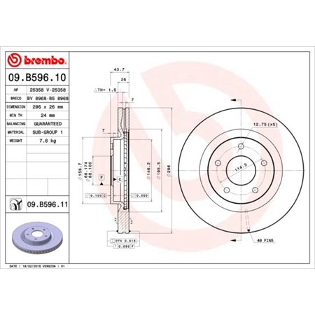 09.B596.11 Brake Disc BREMBO