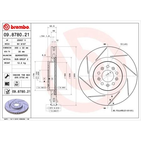 09.8780.21 Brake Disc BREMBO