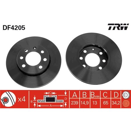DF4205  Brake disc TRW 