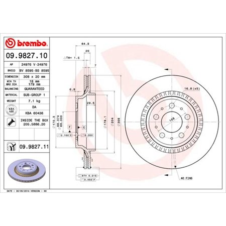 09.9827.11 Bromsskiva BREMBO