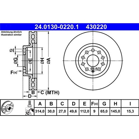 24.0130-0220.1 Bromsskiva ATE