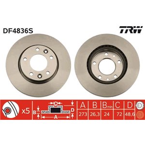 DF4836S Brake Disc TRW - Top1autovaruosad