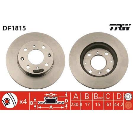 DF1815 Brake Disc TRW