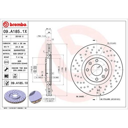 09.A185.1X Тормозной диск BREMBO