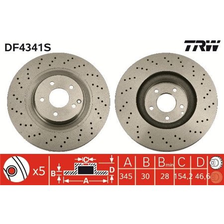 DF4341S Brake Disc TRW