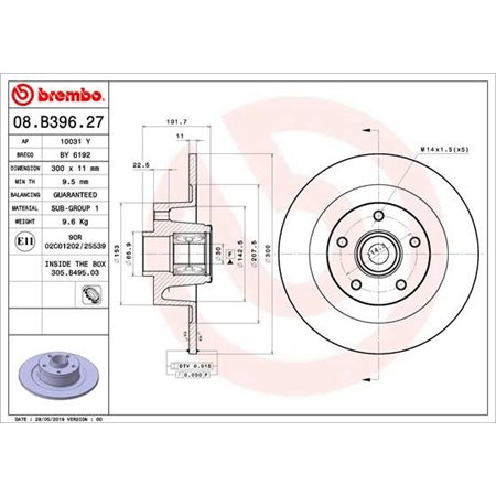 08.B396.27 Jarrulevy BREMBO