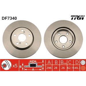 DF7340 Brake Disc TRW - Top1autovaruosad