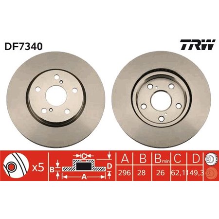 DF7340  Brake disc TRW 