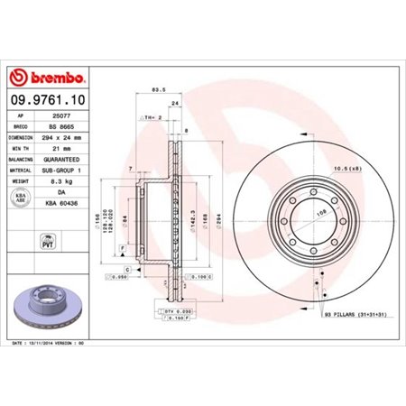 09.9761.10 Тормозной диск BREMBO