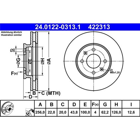 24.0122-0313.1 Brake Disc ATE